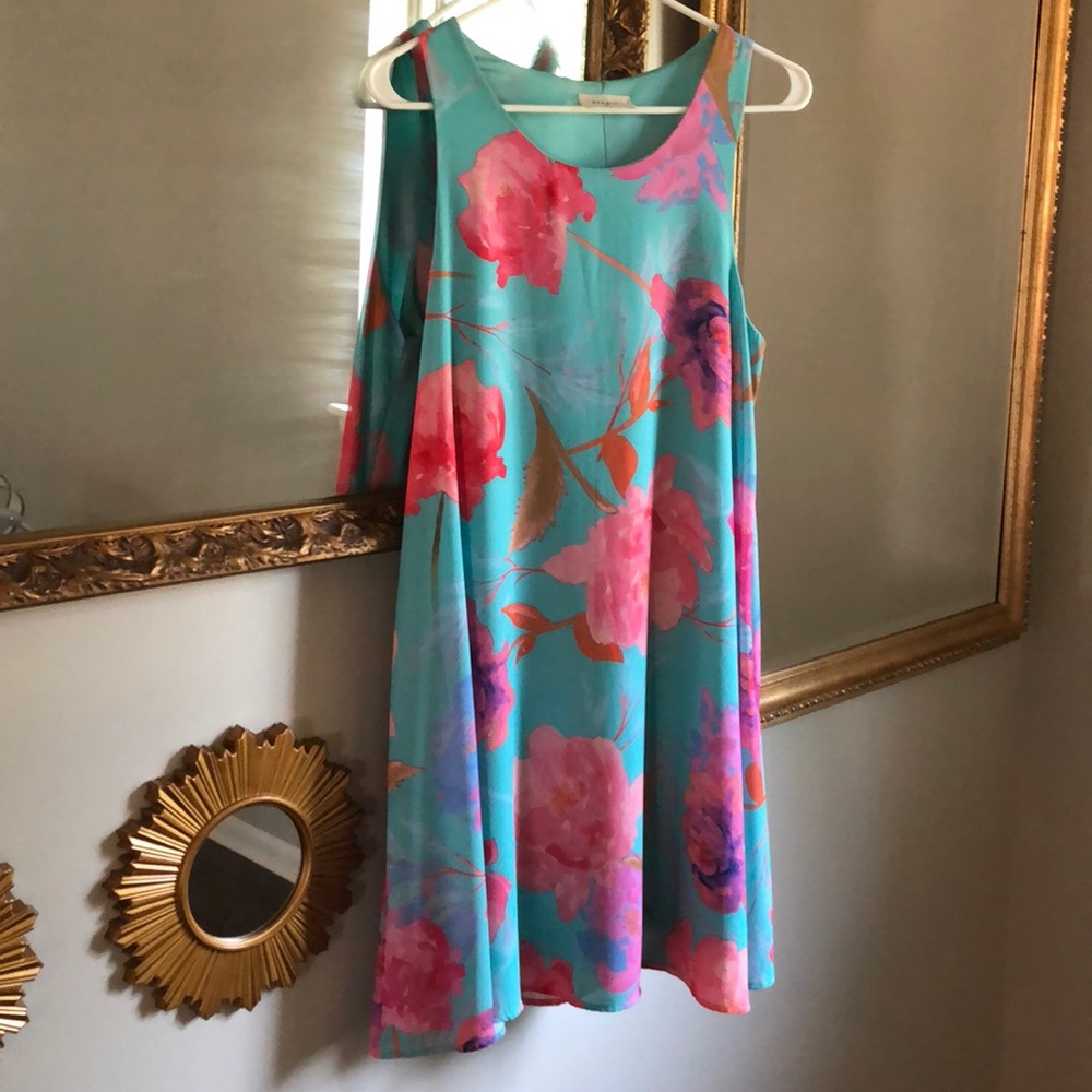 Everly blue sleeveless floral dress